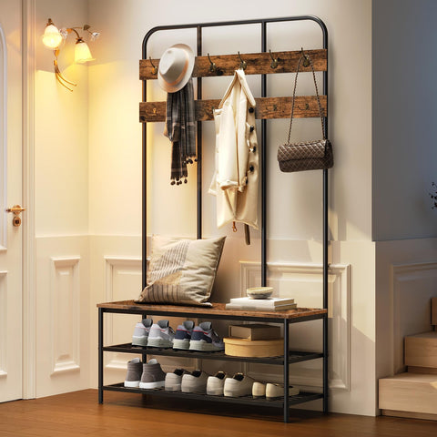 HOOBRO hall-tree with bench is a practical, stylish entryway upgrade.