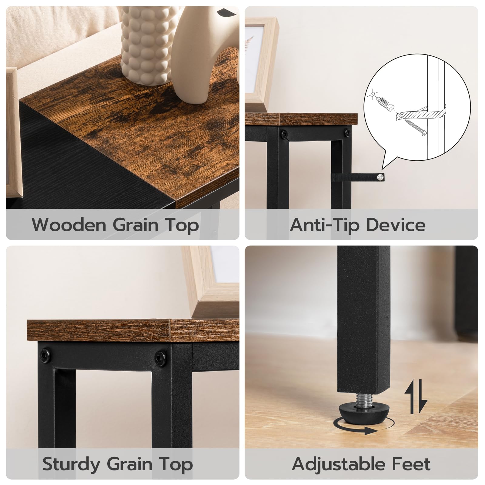 HOOBRO narrow console table fits 44.9 inch width in a narrow entryway space.