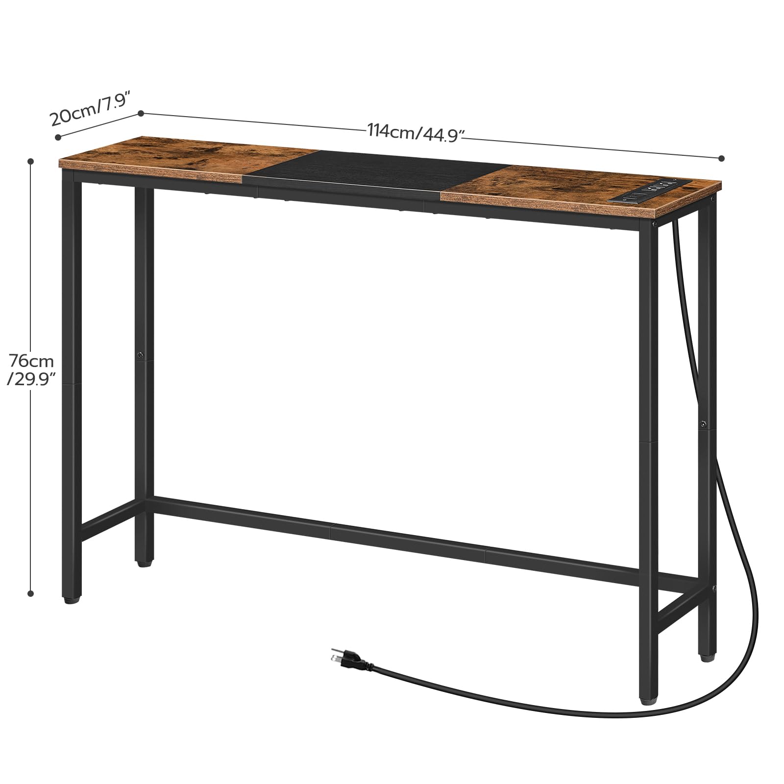HOOBRO narrow console table with adjustable feet and anti-tip kit on level floor.