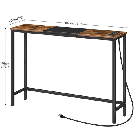 HOOBRO narrow console table with adjustable feet and anti-tip kit on level floor.