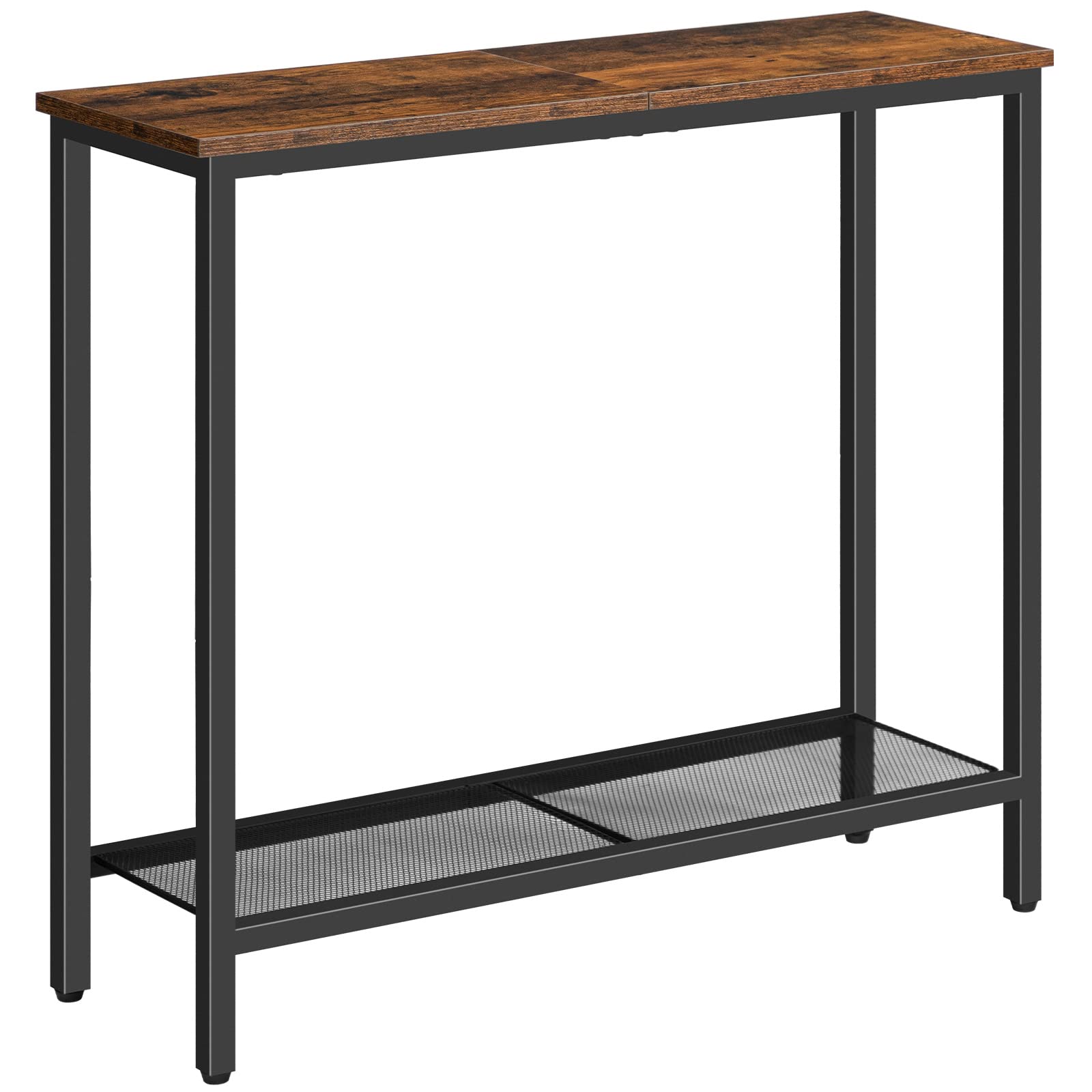 HOOBRO narrow console table behind couch with compact storage surface.