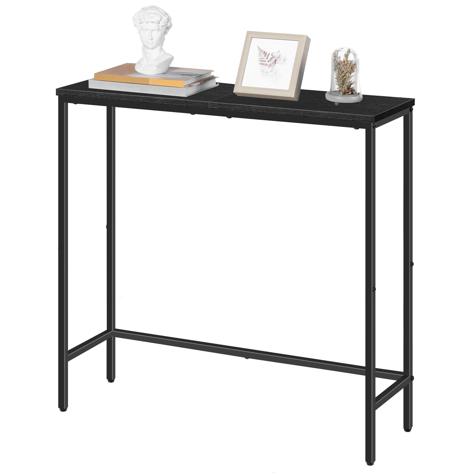 HOOBRO Narrow Console Table by window with display items