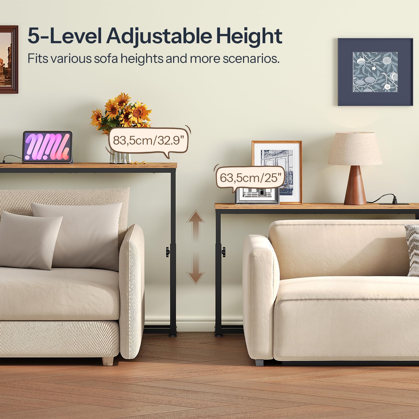 HOOBRO console table with charging station powers devices conveniently