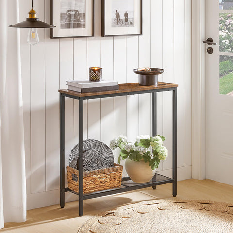 HOOBRO narrow console table at the entryway keeps keys and mail organized.
