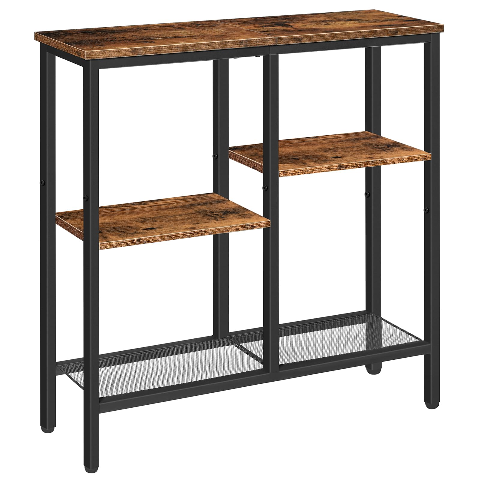 HOOBRO narrow console table with metal mesh shelf for hallway storage and organization