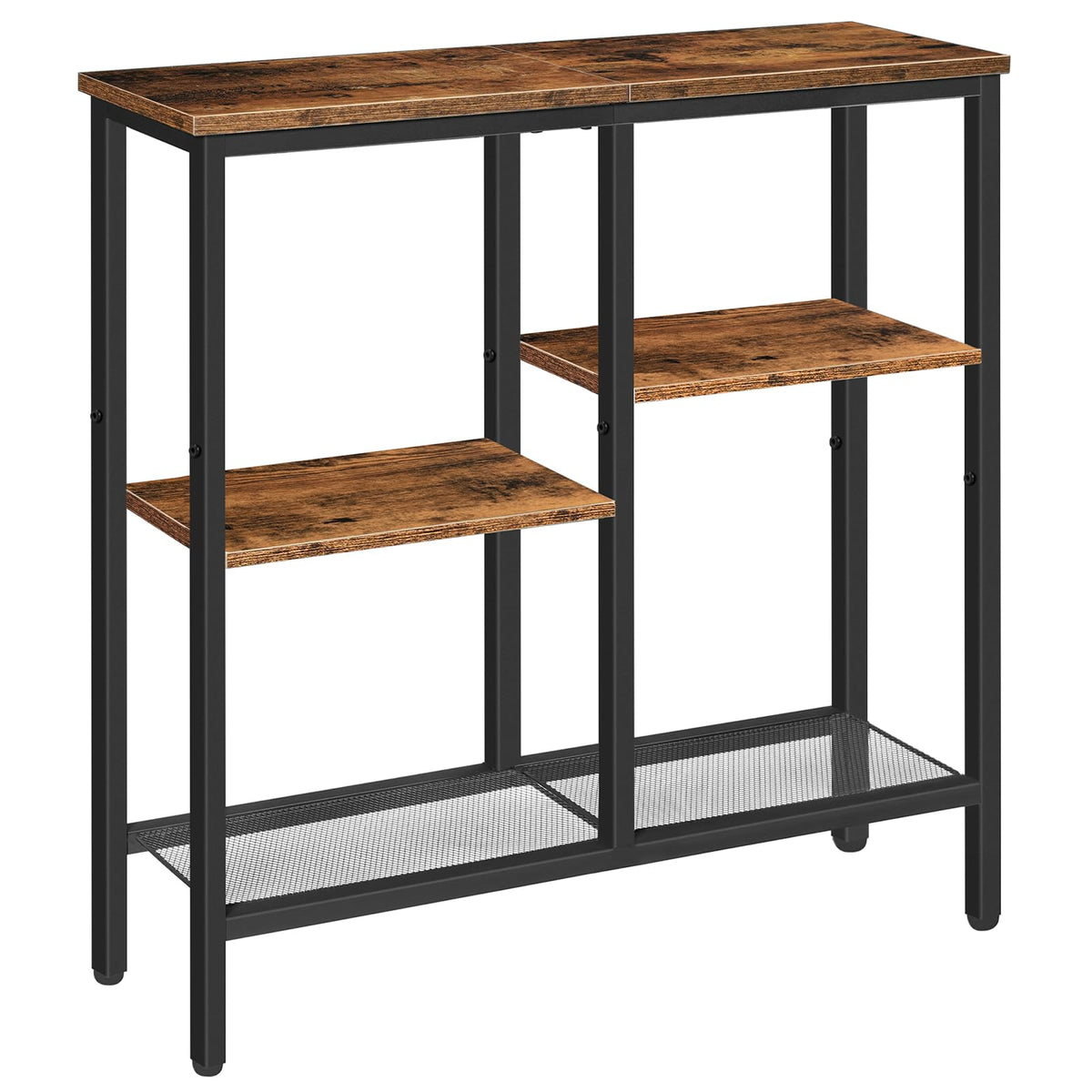 HOOBRO narrow console table with metal mesh shelf for hallway storage and organization