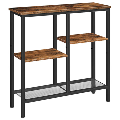 HOOBRO narrow console table with metal mesh shelf for hallway storage and organization