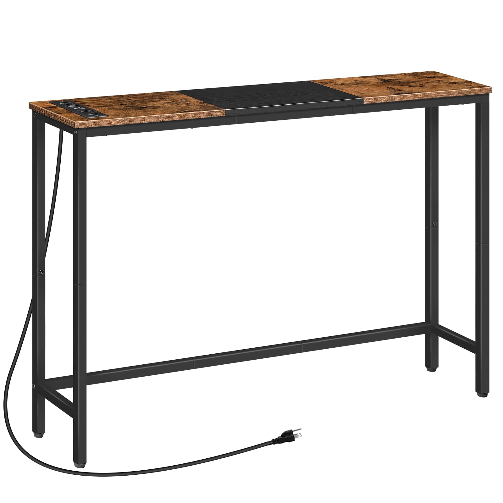 HOOBRO narrow console table with power outlets, front view, ideal behind a sofa for charging devices.