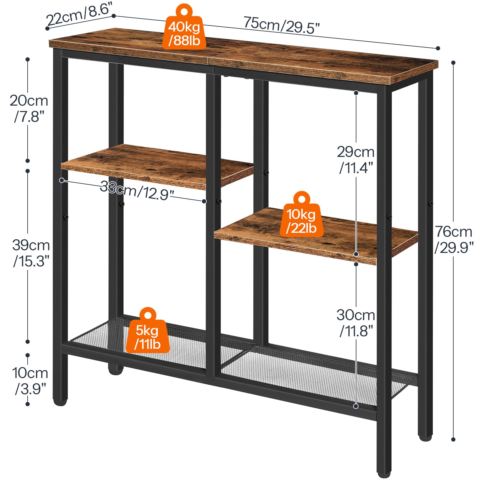 HOOBRO narrow console table rustic brown black finish complements industrial decor