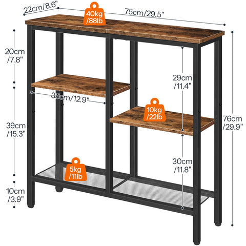 HOOBRO narrow console table rustic brown black finish complements industrial decor