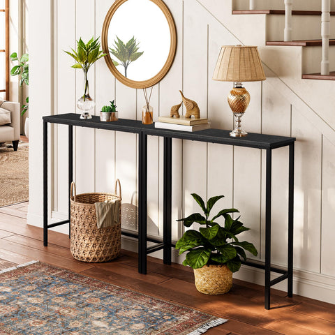 HOOBRO Narrow Console Table side view showing sturdy frame