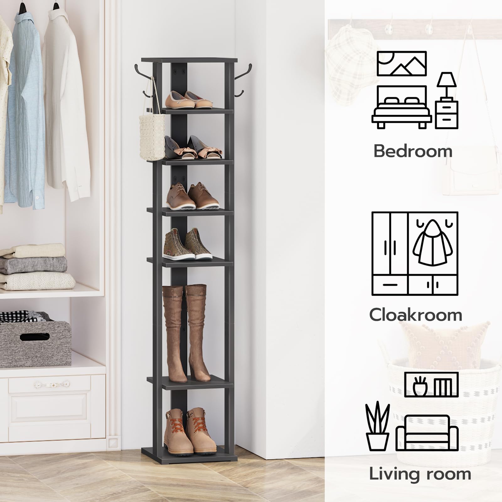 HOOBRO narrow shoe tower compact dimensions for hallways 11x11 inches
