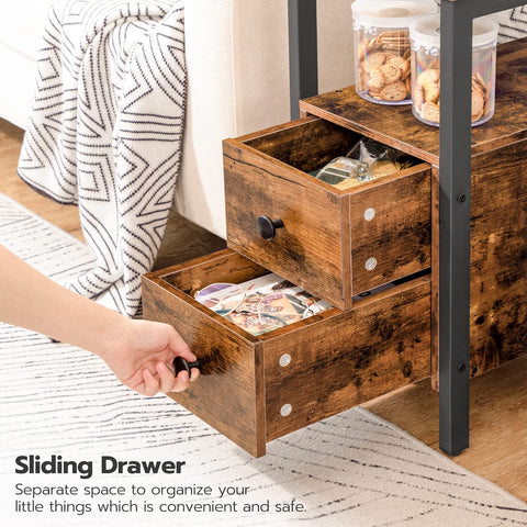 HOOBRO nightstand use beside bed for accessible storage and charging.
