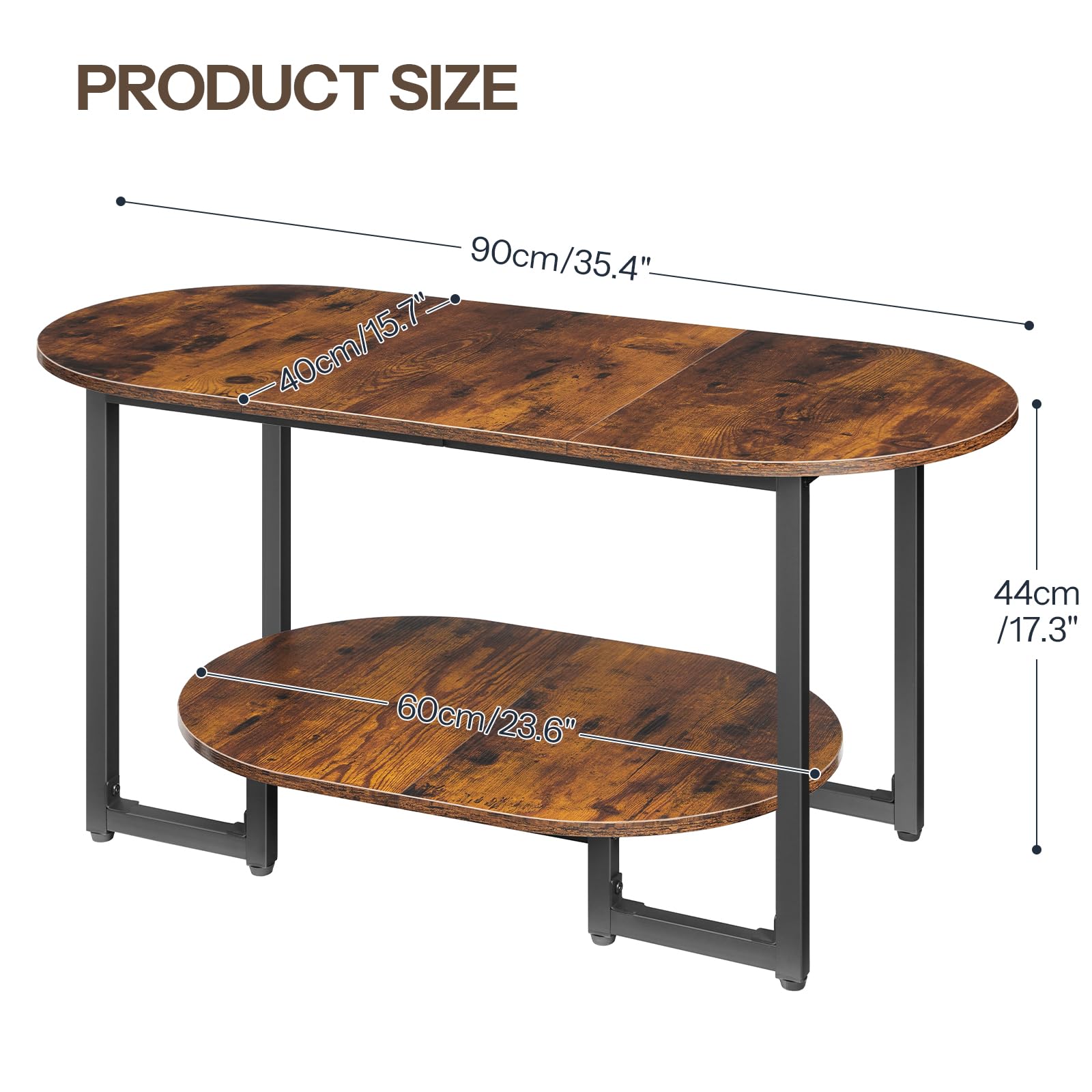 HOOBRO oval coffee table metal frame offers lasting durability with an industrial vibe.