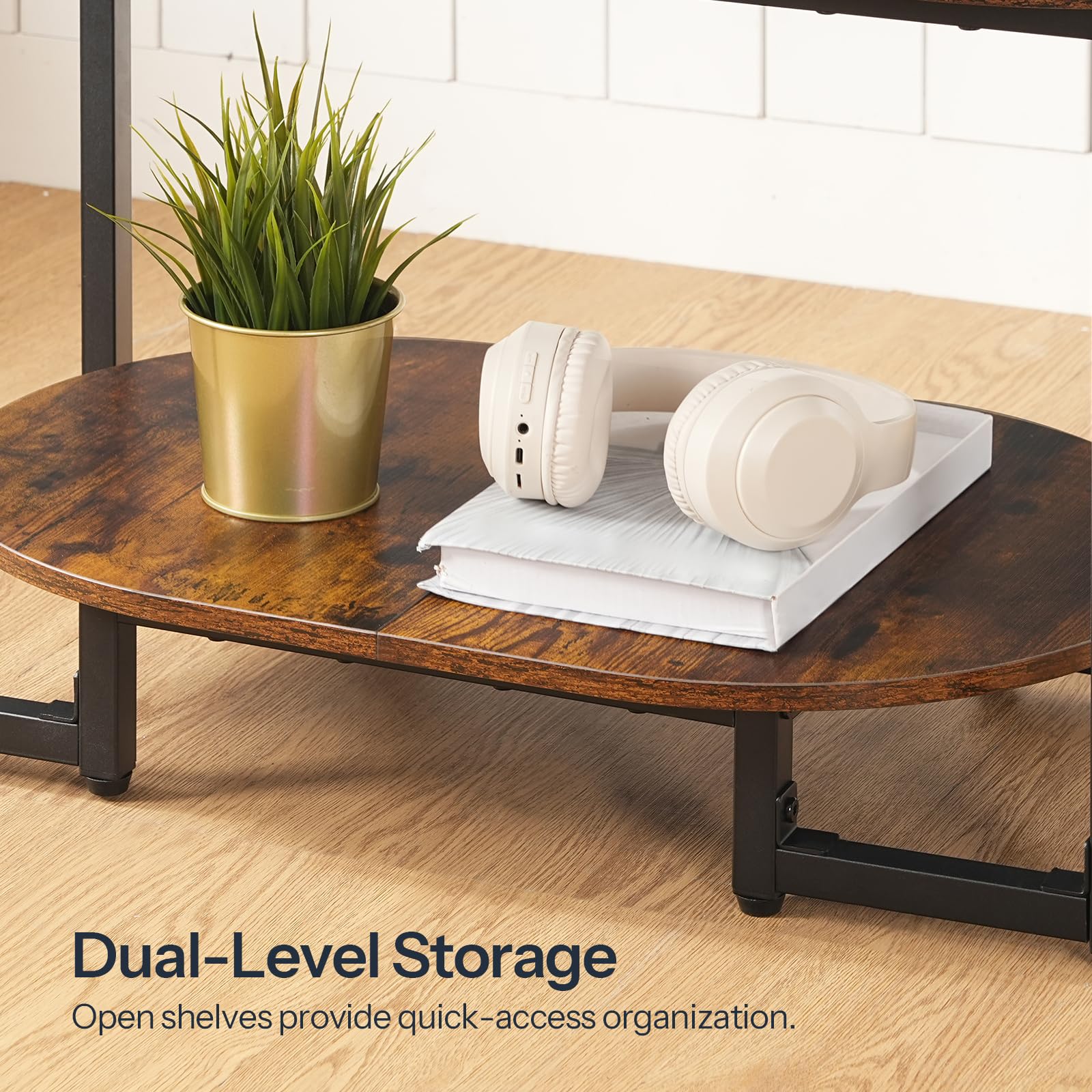 HOOBRO oval coffee table rounded corners promote safe, family-friendly living room use.
