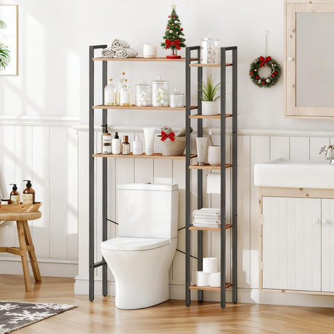 HOOBRO over-the-toilet storage side view left shows flexible left-right placement