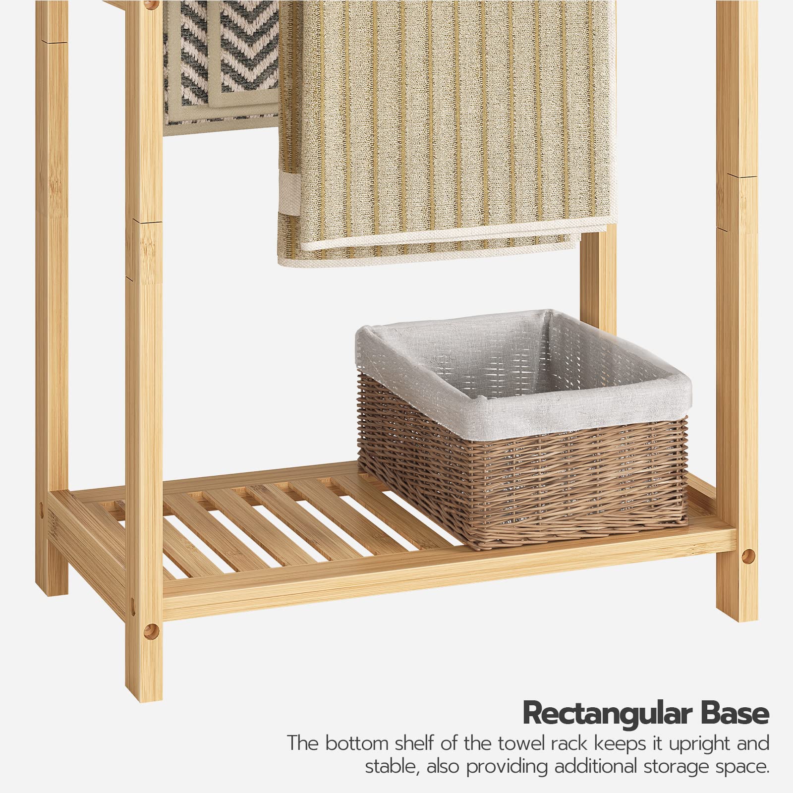 HOOBRO easy-assembly towel rack with durable bamboo construction.