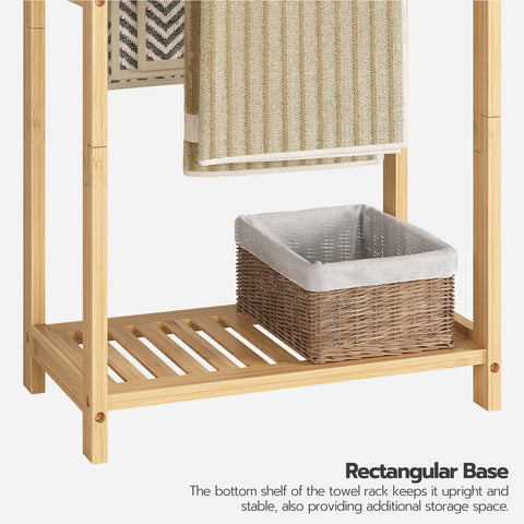 HOOBRO easy-assembly towel rack with durable bamboo construction.