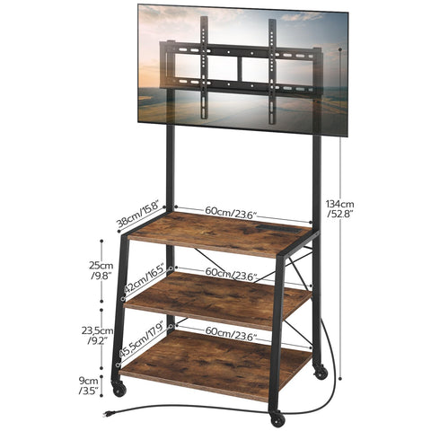 HOOBRO rolling TV stand built in outlets enable easy device charging