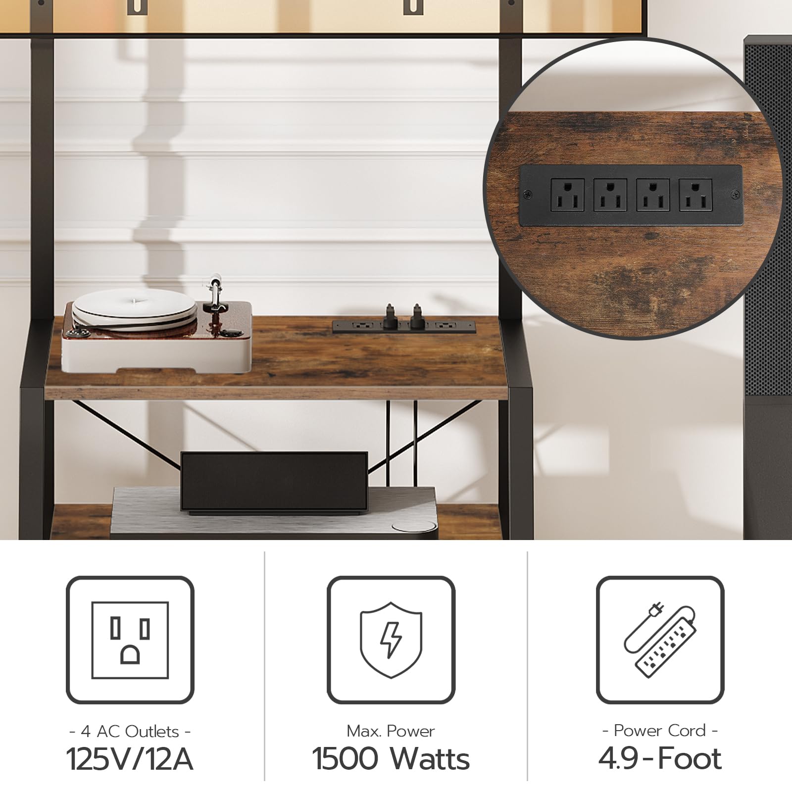 HOOBRO rolling TV stand left right adjustable mount fits a wide range of TVs