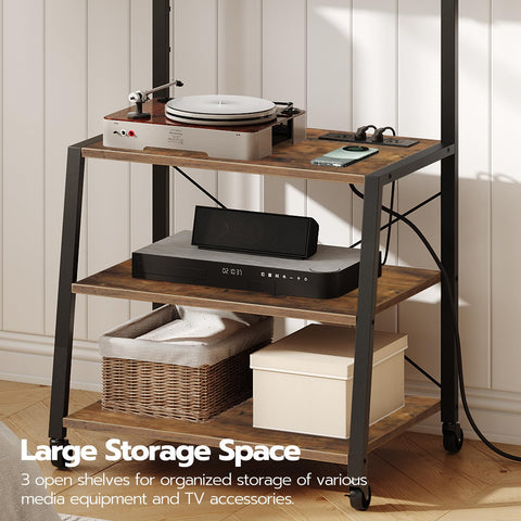 HOOBRO rolling TV stand with four adjustable feet for stable setup