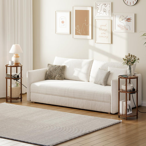 HOOBRO round bamboo end table in mocha adds warm, natural ambiance