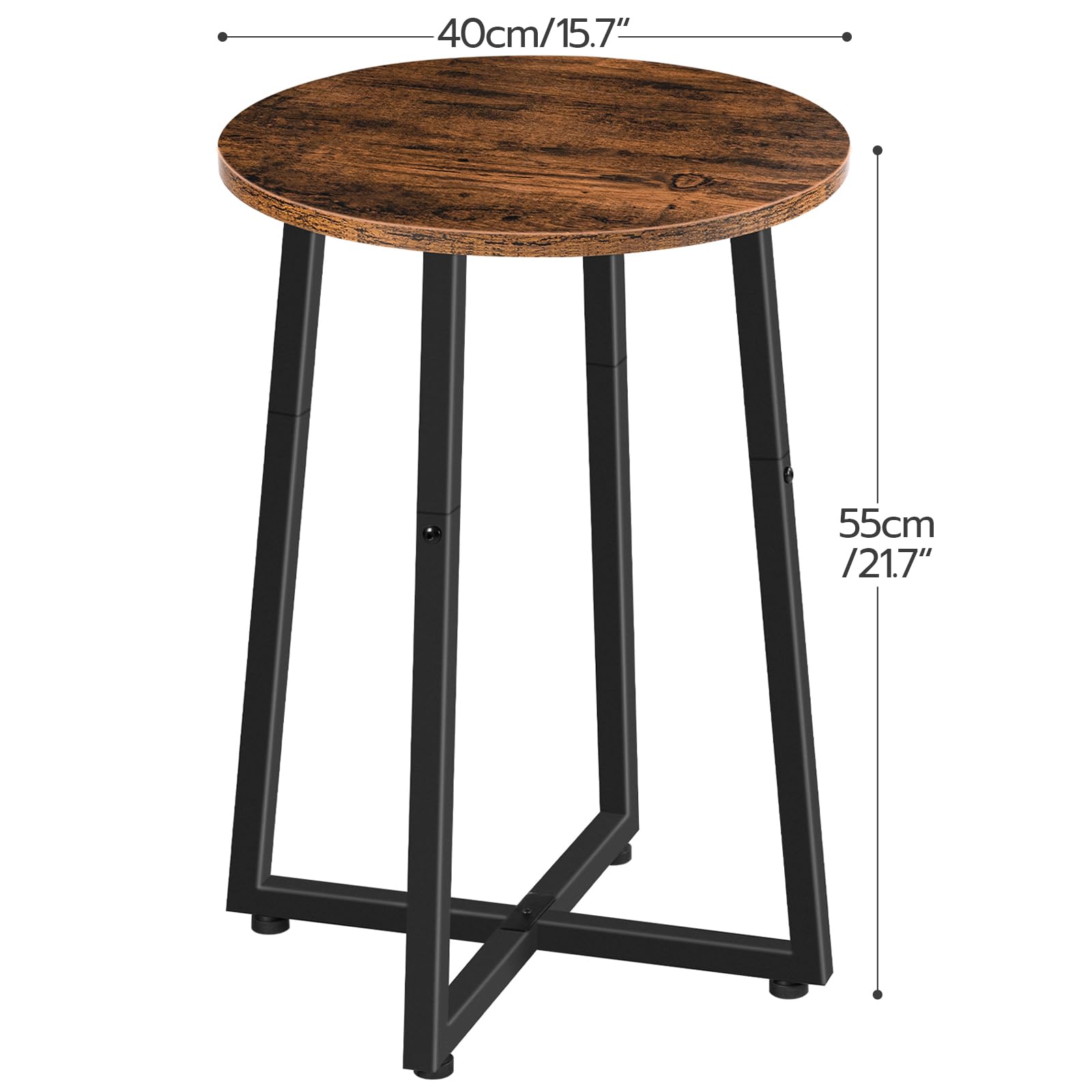 HOOBRO round side table crossed legs provide stable support beneath the top.