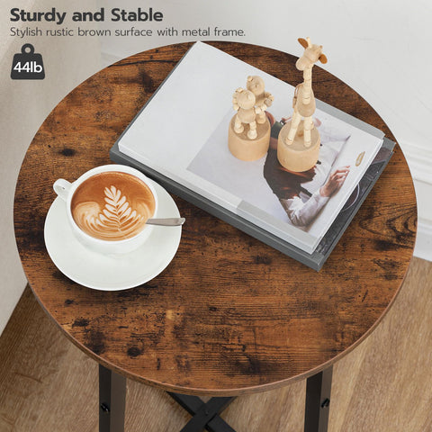 HOOBRO round side table dimension graphic shows 15.7-inch footprint.