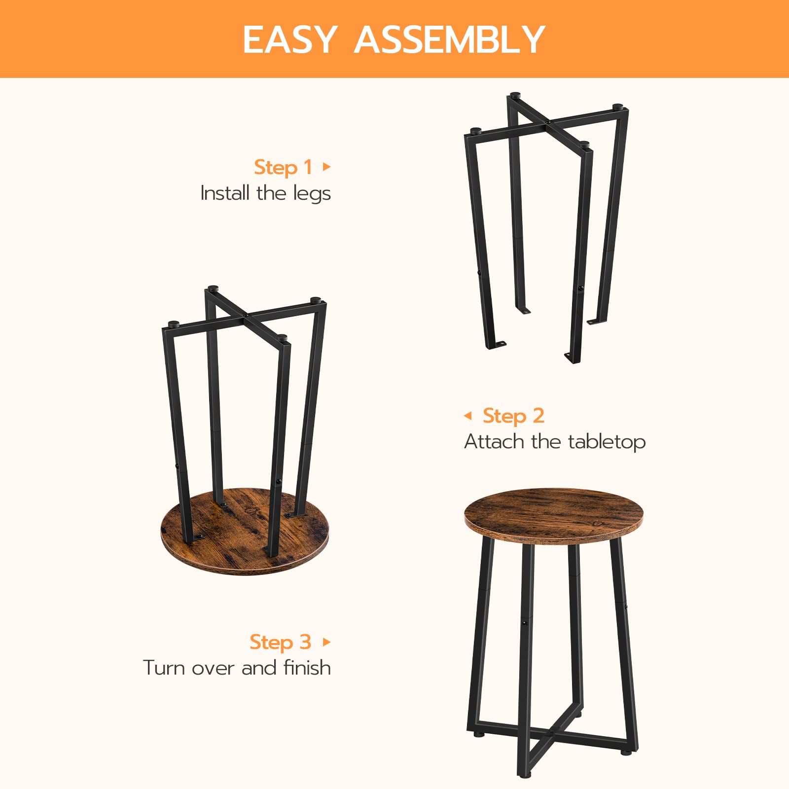 HOOBRO round table serves as sofa table, plant stand, and nightstand.