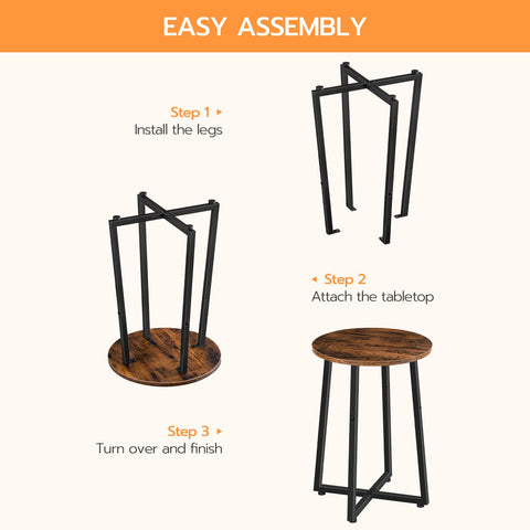 HOOBRO round table serves as sofa table, plant stand, and nightstand.