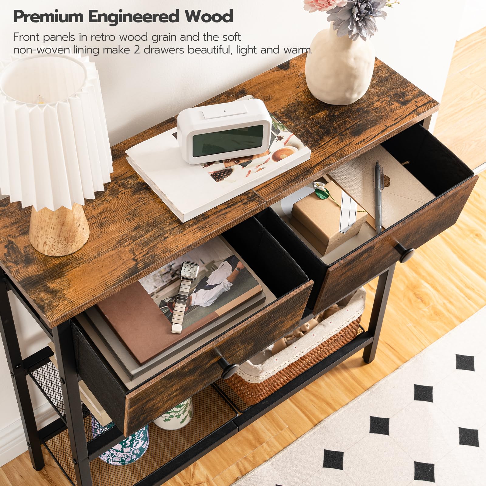 HOOBRO rustic brown and black contrast enhances living spaces.