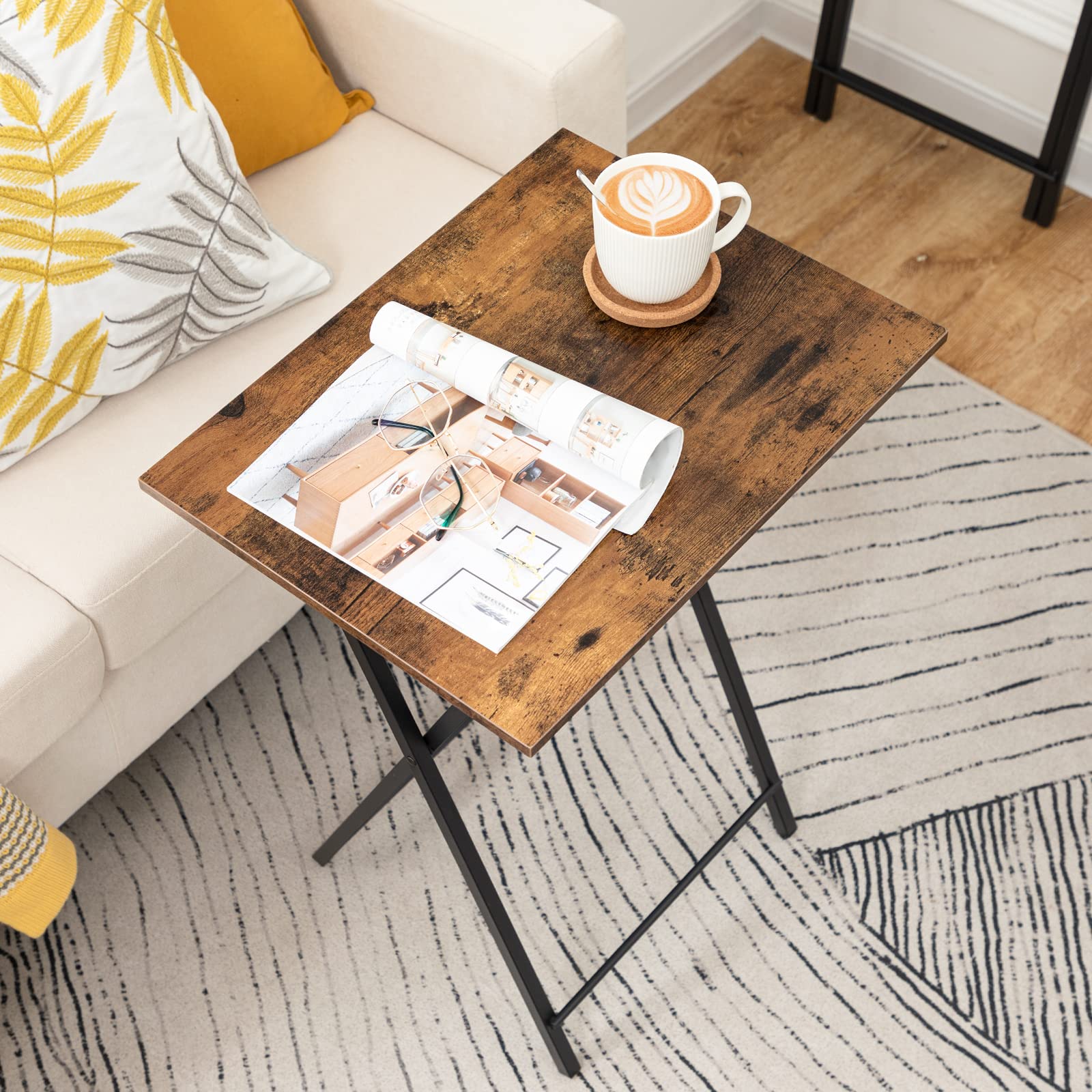 HOOBRO rustic brown and black finish enhances compact living spaces with industrial charm.