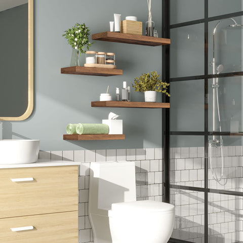 HOOBRO rustic brown finish decor shelves add warmth and style to any room