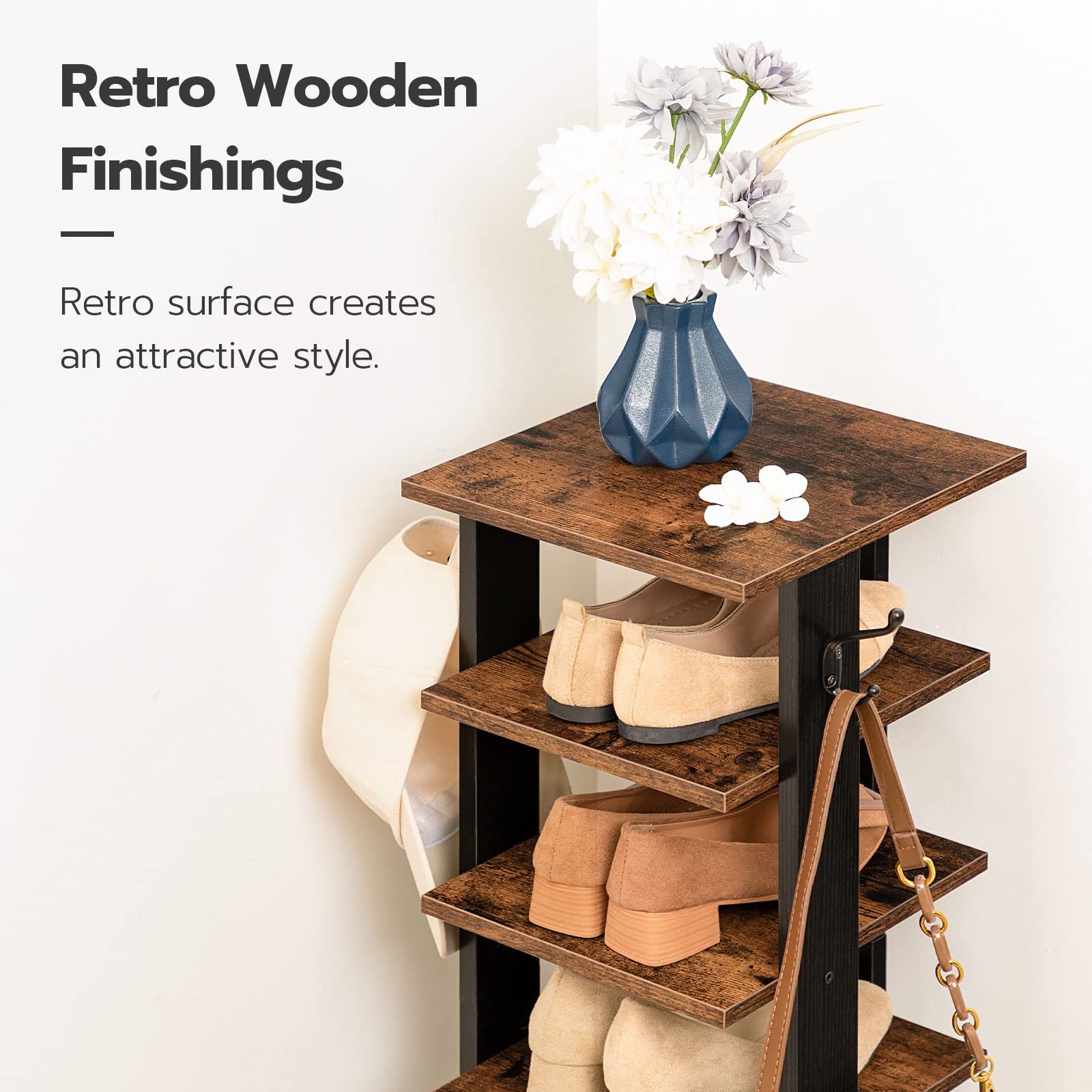 HOOBRO rustic brown finish adds warm style to entryways.