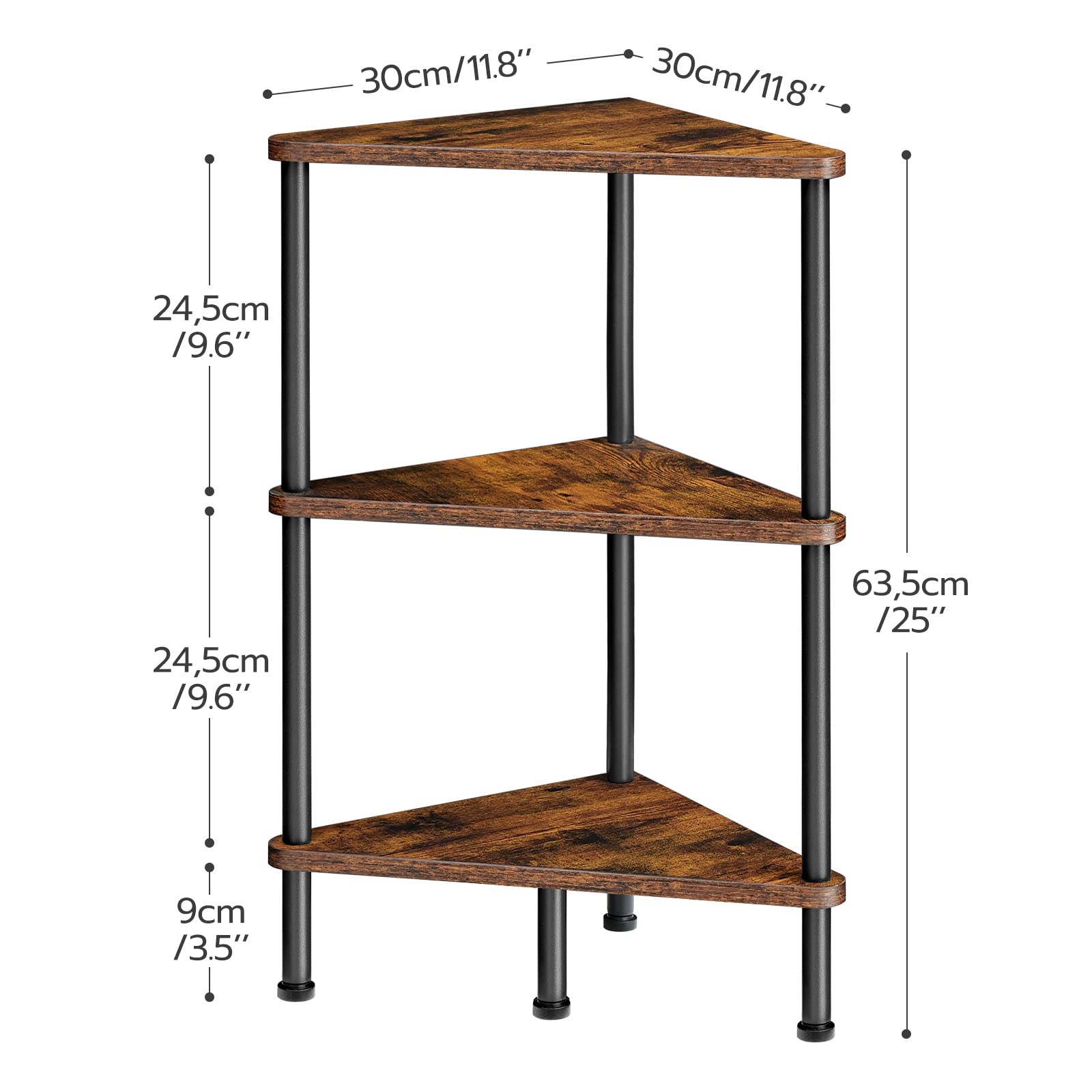 HOOBRO rustic brown shelves pair with black frame for character.