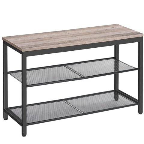 HOOBRO shoe bench with 3-tier shelves for organized entryway storage and sturdy support