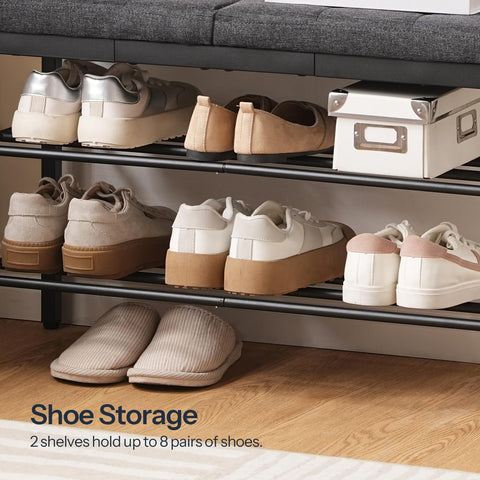 HOOBRO shoe bench assembly guide image shows quick setup