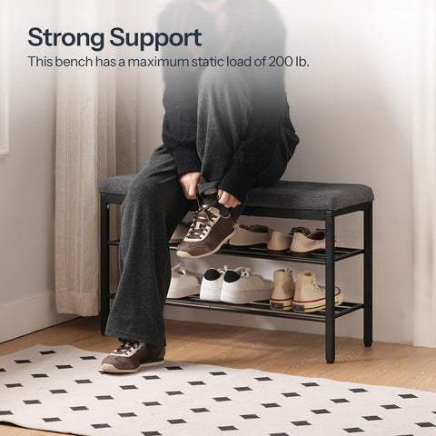 HOOBRO shoe bench cushion closeup highlights soft linen cover and comfort