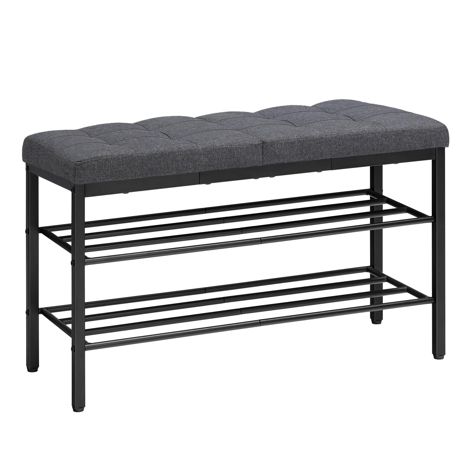 HOOBRO shoe bench front view in dark gray showing spacious storage