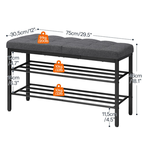 HOOBRO shoe bench top with shoes demonstrates organized entryway storage