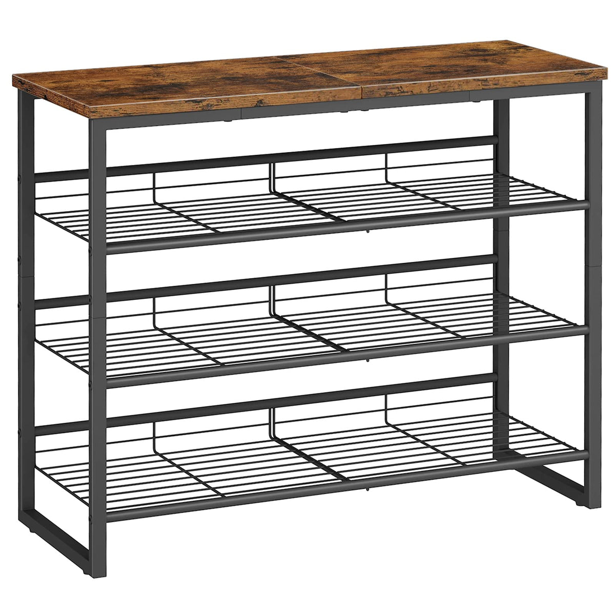 HOOBRO shoe rack front view shows sturdy structure and practical 4-tier design.
