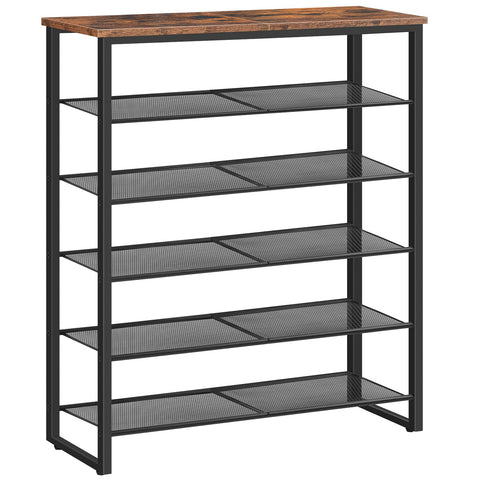 HOOBRO 6-tier shoe rack front view showing organized entryway storage