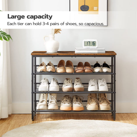 HOOBRO 4-tier shelves can be flat or inclined for different shoes.
