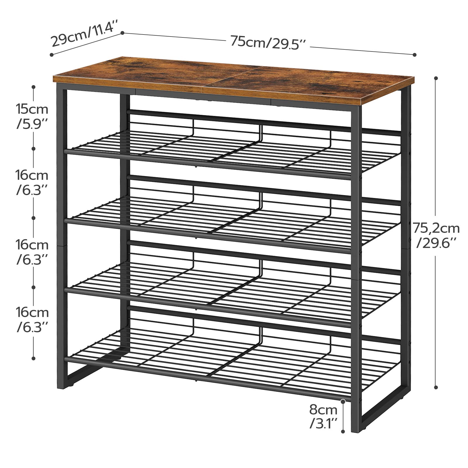 HOOBRO adjustable tilt-angle shelves adapt to various shoes for neat organization.