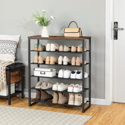 HOOBRO matte black frame with rustic brown accents complements decor