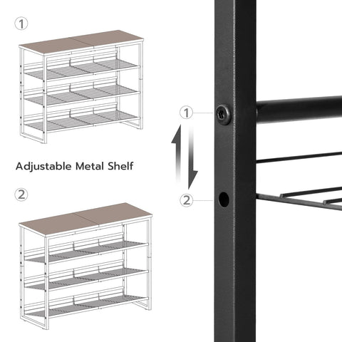 HOOBRO rack with raised back keeps shoes in place on uneven floors.