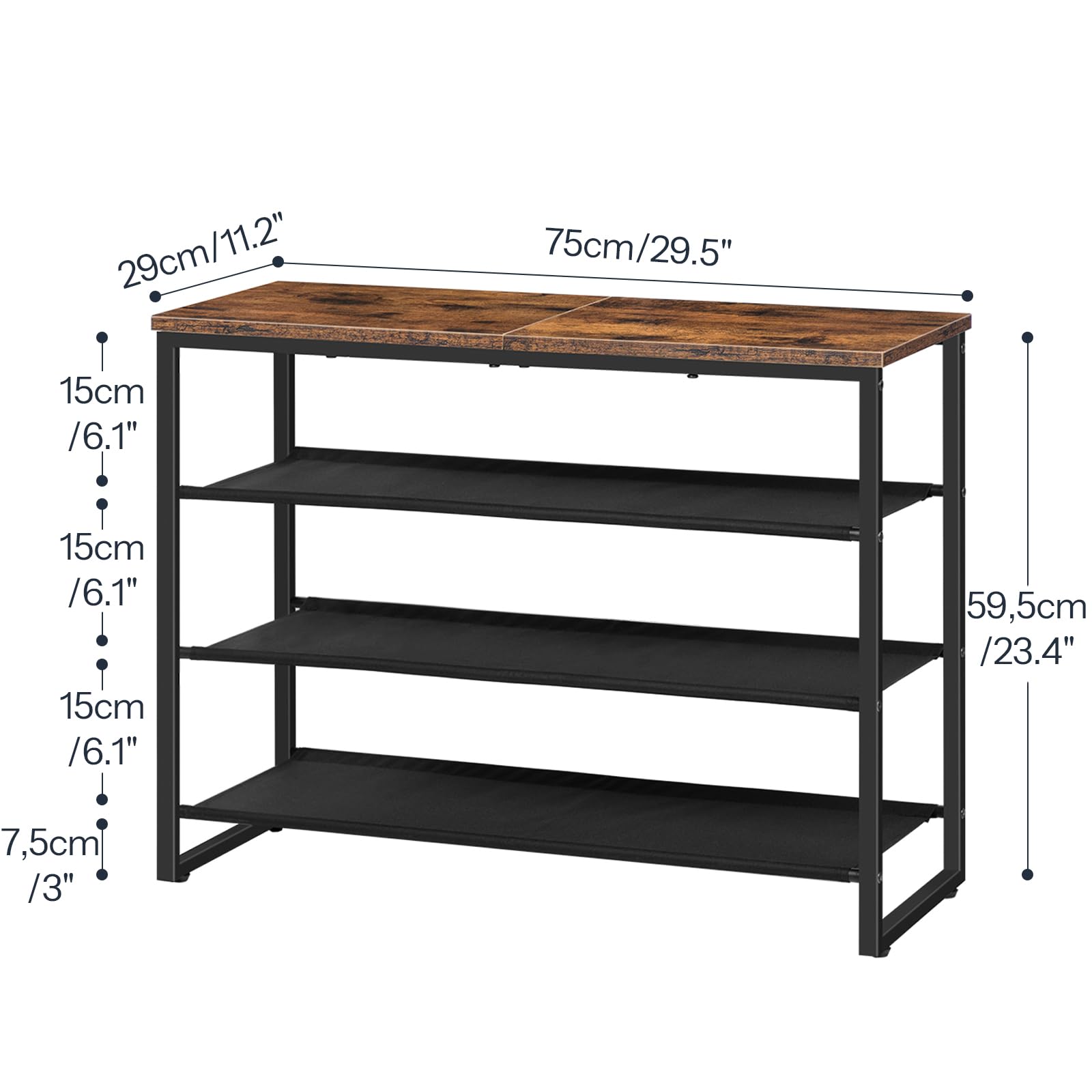HOOBRO shoe rack side profile highlights compact footprint for small spaces