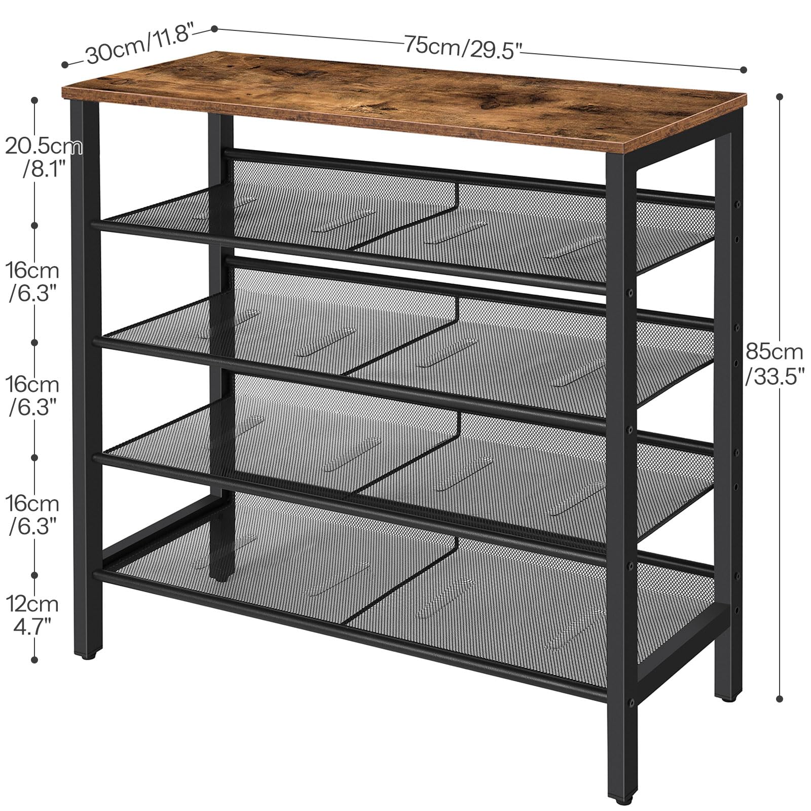 HOOBRO shoe rack wooden top detail shows durable surface for decor