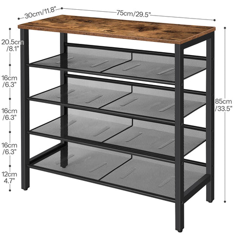 HOOBRO shoe rack wooden top detail shows durable surface for decor