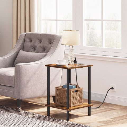 HOOBRO side table with adjustable feet for level balance on uneven floors.
